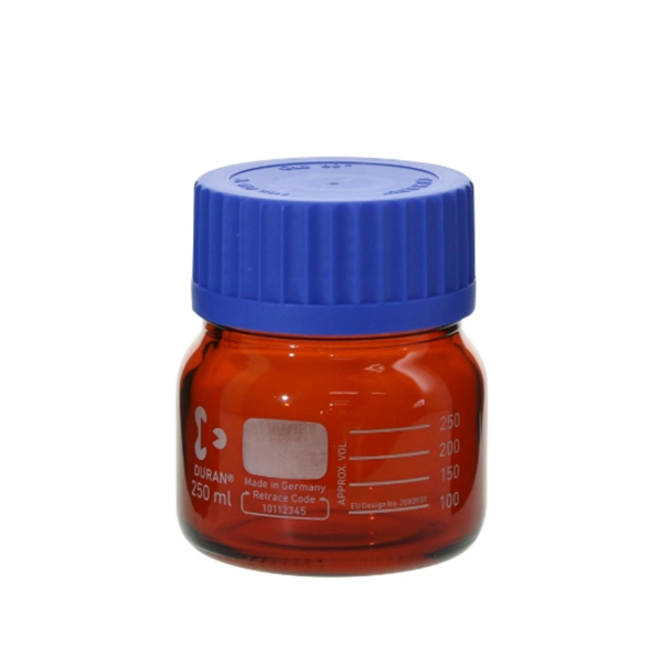 日本SIBATA柴田科學耐熱螺口瓶廣口棕色帶藍色瓶蓋 017250-15000