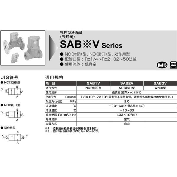 CKD喜開(kāi)理氣控型2通閥（氣缸閥）SAB3V-20A-0B